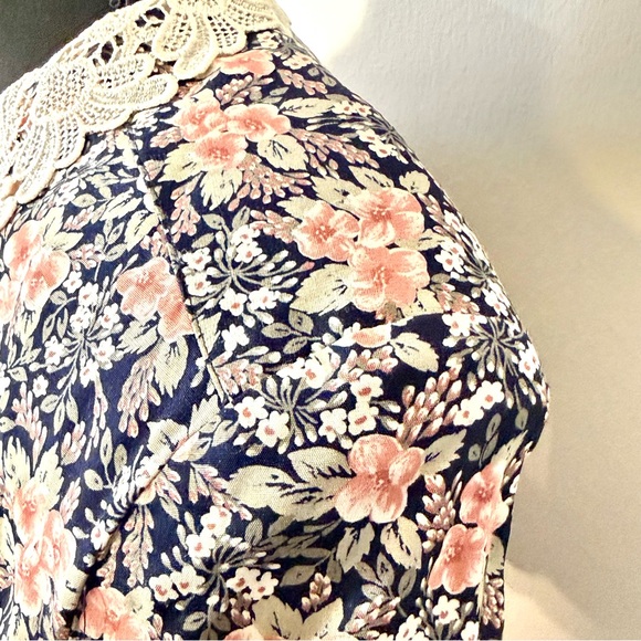 Vintage Floral Dress and Lace Collar Size 8 Petite Cottagecore, Farmhouse - Picture 7 of 12